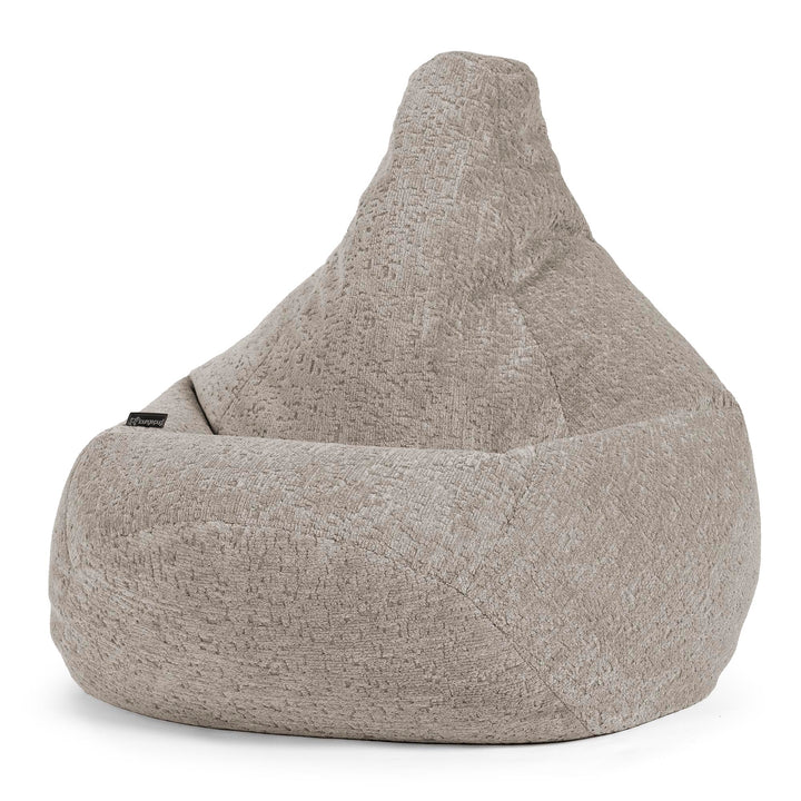 Highback Bean Bag Chair - Luxe Chenille Grey 02