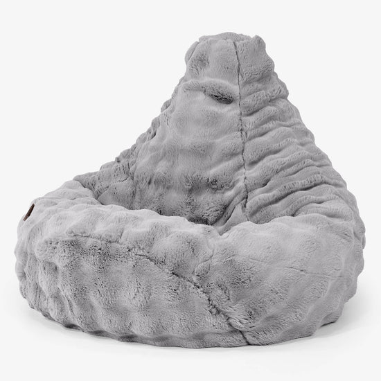 Highback Bean Bag Chair - Bubble Faux Fur Grey 01