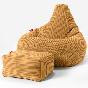Highback Bean Bag Chair - Cord Golden Honey
