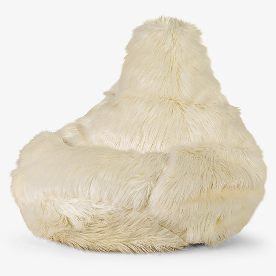 Highback Bean Bag Chair - Mongolian Fur Cream 01