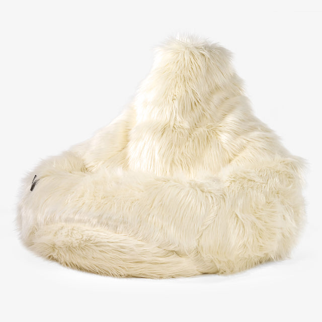 Highback Bean Bag Chair - Mongolian Fur Cream 01