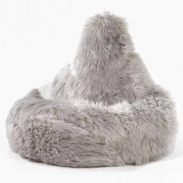 Highback Bean Bag Chair - Mongolian Fur Grey 01
