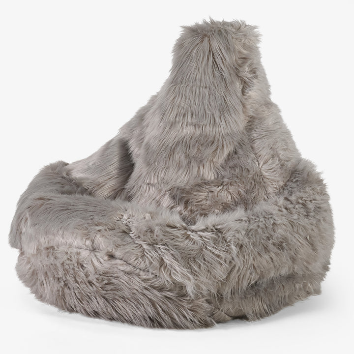 Highback Bean Bag Chair - Mongolian Fur Grey 01