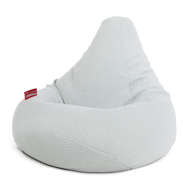 Highback Bean Bag Chair - Knitted Herringbone Duck Egg 01