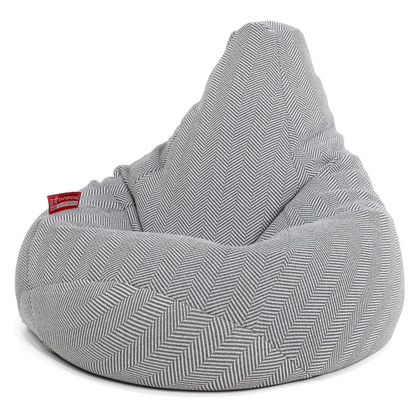 Highback Bean Bag Chair - Knitted Herringbone Grey 01