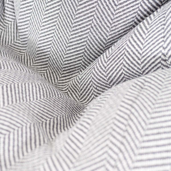 Highback Bean Bag Chair - Cotton Blend Herringbone Grey Fabric Close-up Image
