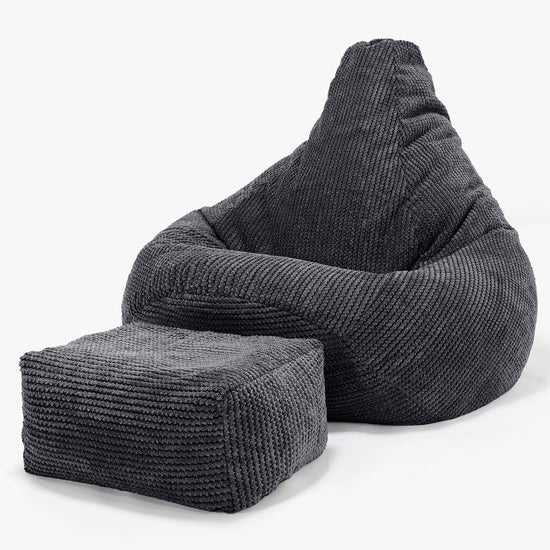 Highback Bean Bag Chair - Pom Pom Black 01