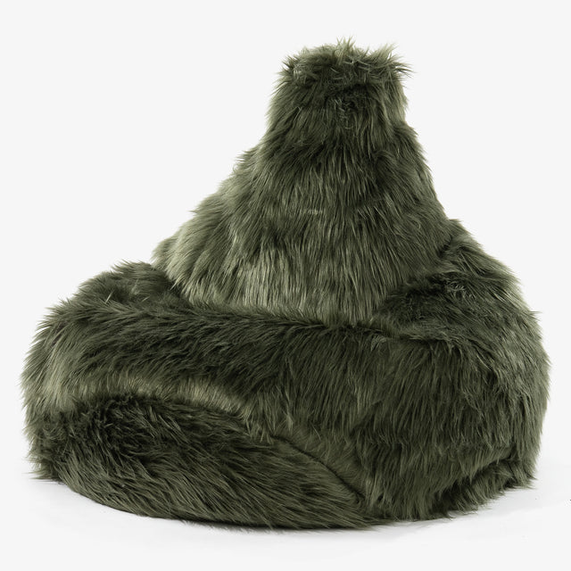 Highback Bean Bag Chair - Mongolian Fur Sage Green 01