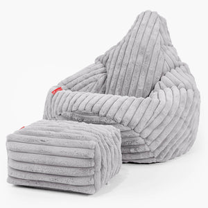 Highback Bean Bag Chair - Ultra Plush Cord Grey