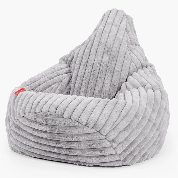 Highback Bean Bag Chair - Ultra Plush Cord Grey 01