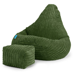 Highback Kids Bean Bag Chair 1-5 yr - Cord Forest Green
