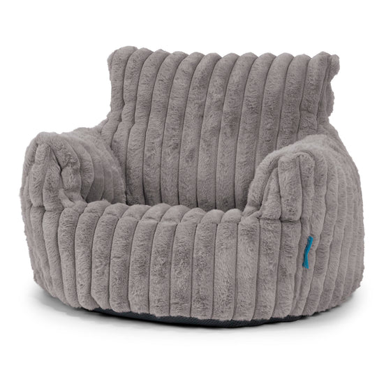 Kids Armchair Bean Bag for Toddlers 1-3 yr - Ultra Plush Cord Grey 01
