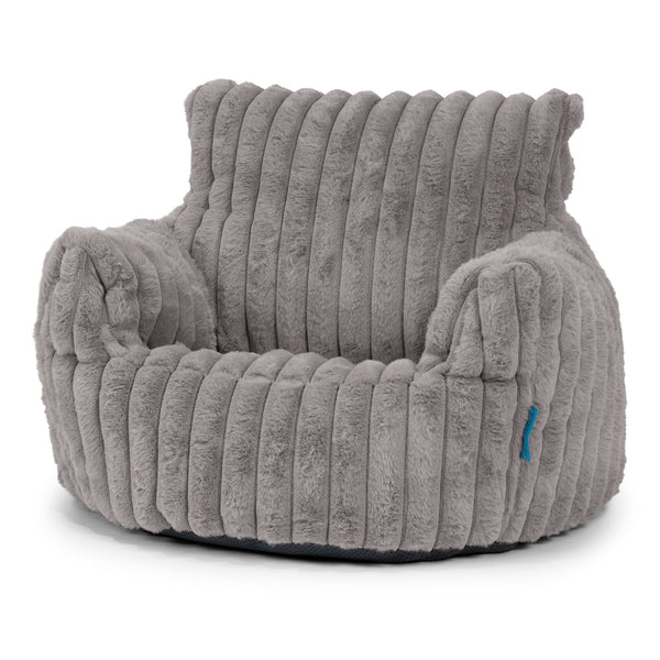 Kids Armchair Bean Bag for Toddlers 1-3 yr - Ultra Plush Cord Grey 01