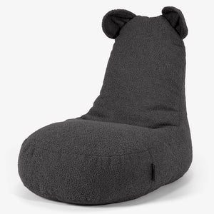 Children's Animal Bean Bag Chair Bear 2-6 yr - Boucle Graphite Grey