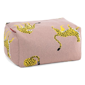 Small Footstool - Cotton Blend Cheetah Pink