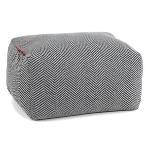 Small Footstool - Cotton Blend Herringbone Grey
