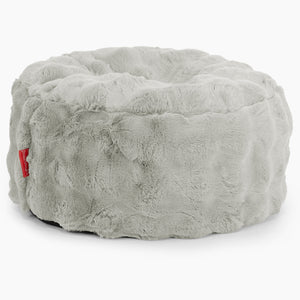 Large Round Footstool - Bubble Faux Fur Sage Green
