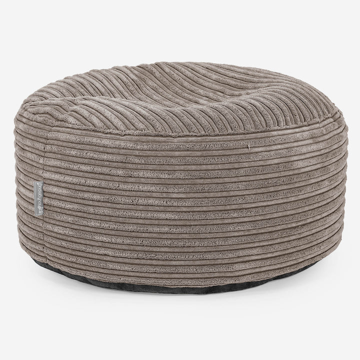 Large Round Footstool - Cord Dovetail Grey 01