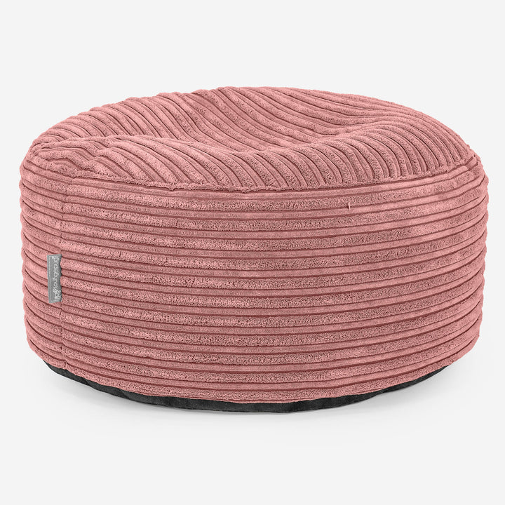 Large Round Footstool - Cord Peach 01