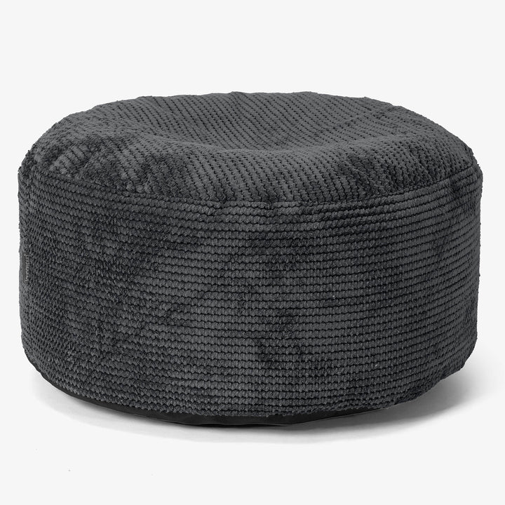 Large Round Footstool - Pom Pom Black 01
