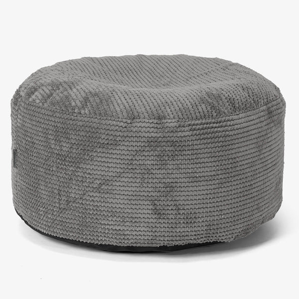 Large Round Footstool - Pom Pom Charcoal Grey 01