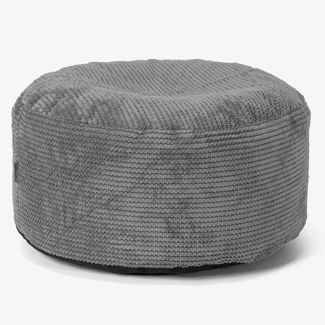 Large Round Footstool - Pom Pom Charcoal Grey 01