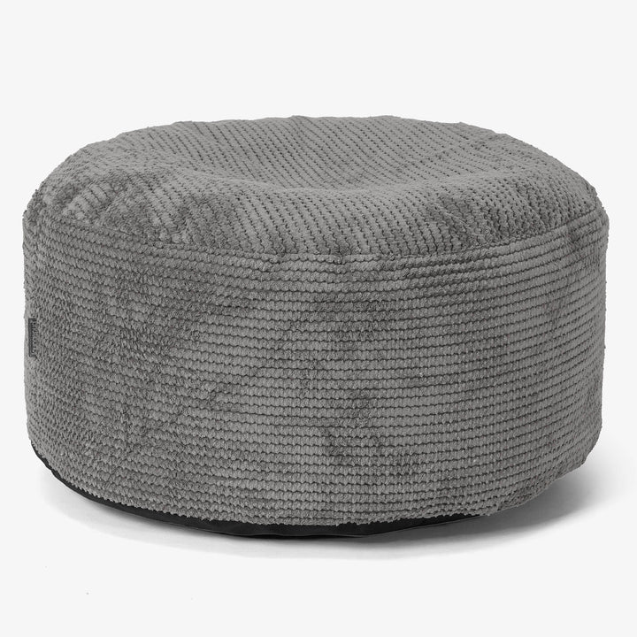 Large Round Footstool - Pom Pom Charcoal Grey 01