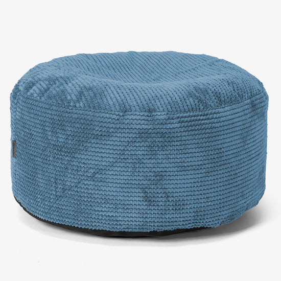 Large Round Footstool - Pom Pom Sky Blue 01