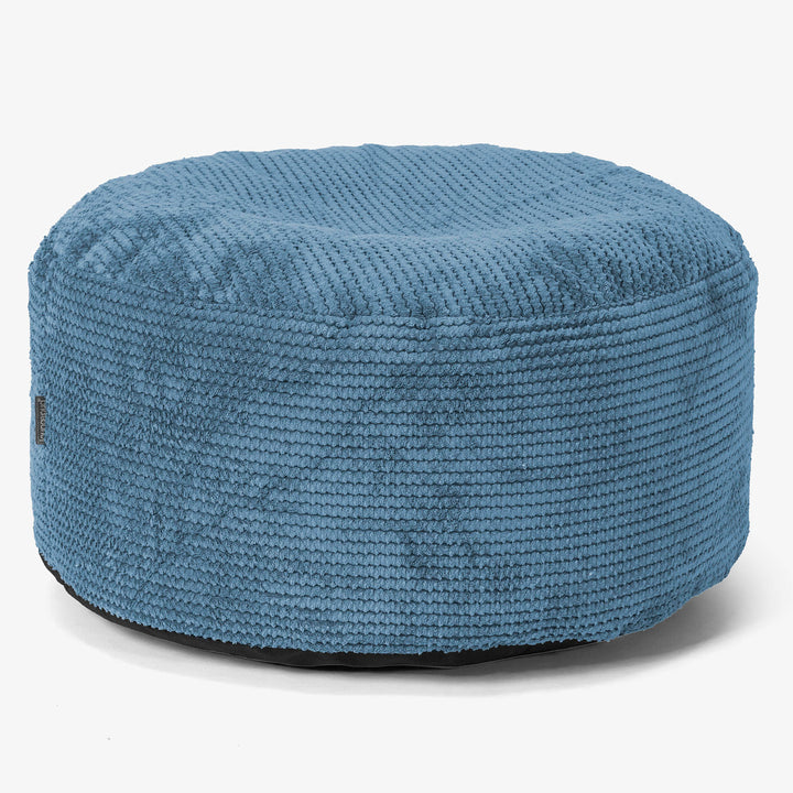 Large Round Footstool - Pom Pom Sky Blue 01