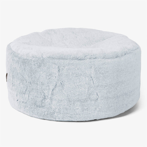 Large Round Footstool Replacement Cover - Fluffy Faux Fur Rabbit 01