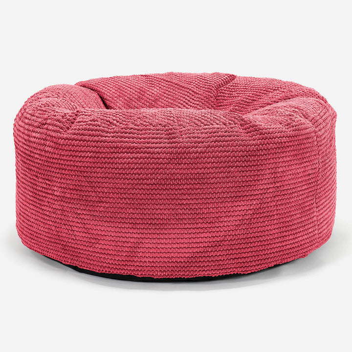 Large Round Pouffe - Pom Pom Pastel Red 01