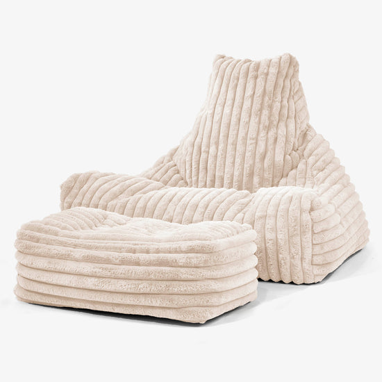 Lounger Beanbag - Ultra Plush Cord Cream 02