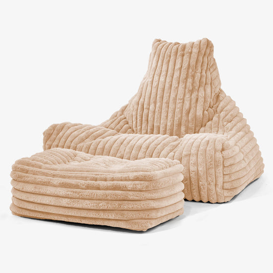 Lounger Beanbag - Ultra Plush Cord Peach 02