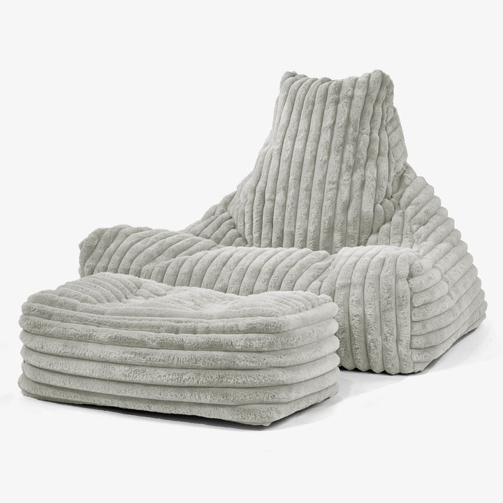 Lounger Beanbag - Ultra Plush Cord Sage Green 02