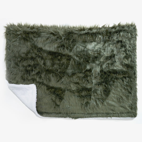 Sherpa Throw / Blanket - Mongolian Fur Sage Green 01