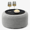 Ottoman Pouf with a Serving Tray - Boucle Grey 01