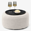 Ottoman Pouf with a Serving Tray - Boucle Ivory 01