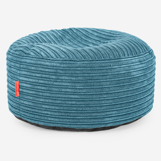 Ottoman Pouf with a Serving Tray - Cord Aegean Blue 02