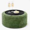 Ottoman Pouf with a Serving Tray - Cord Forest Green 01