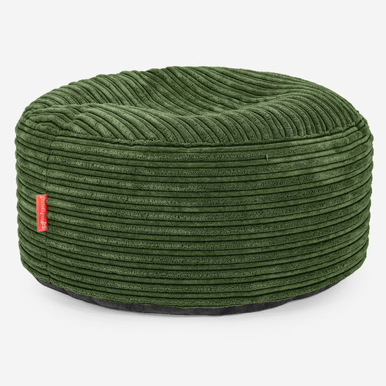 Ottoman Pouf with a Serving Tray - Cord Forest Green 02