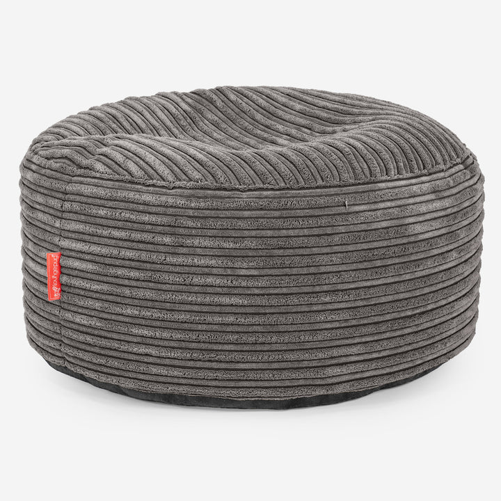 Ottoman Pouf with a Serving Tray - Cord Graphite Grey 02
