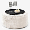 Ottoman Pouf with a Serving Tray - Fluffy Faux Fur Rabbit White 01