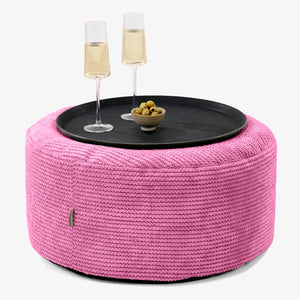 Ottoman Pouf with a Serving Tray - Pom Pom Pink