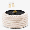 Ottoman Pouf with a Serving Tray - Ultra Plush Cord Cream 01
