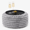Ottoman Pouf with a Serving Tray - Ultra Plush Cord Grey 01