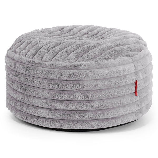 Ottoman Pouf with a Serving Tray - Ultra Plush Cord Grey 01