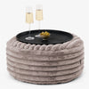 Ottoman Pouf with a Serving Tray - Ultra Plush Cord Minky 01