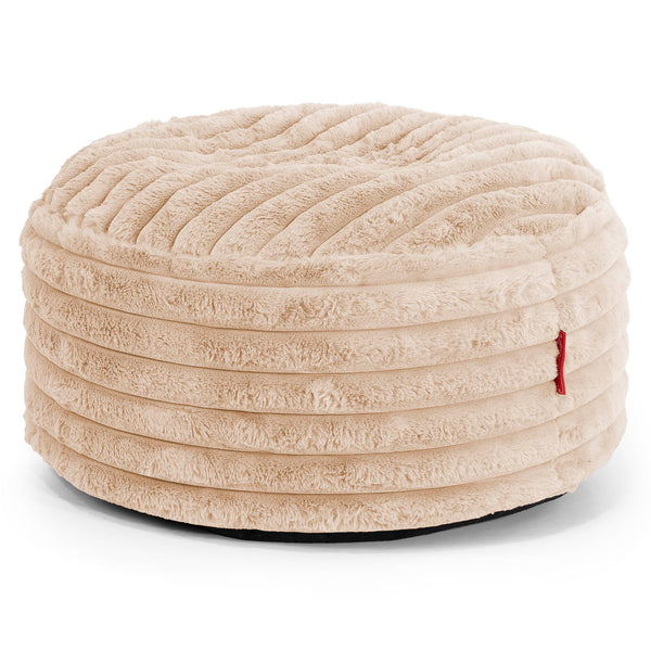 Ottoman Pouf with a Serving Tray - Ultra Plush Cord Peach 01