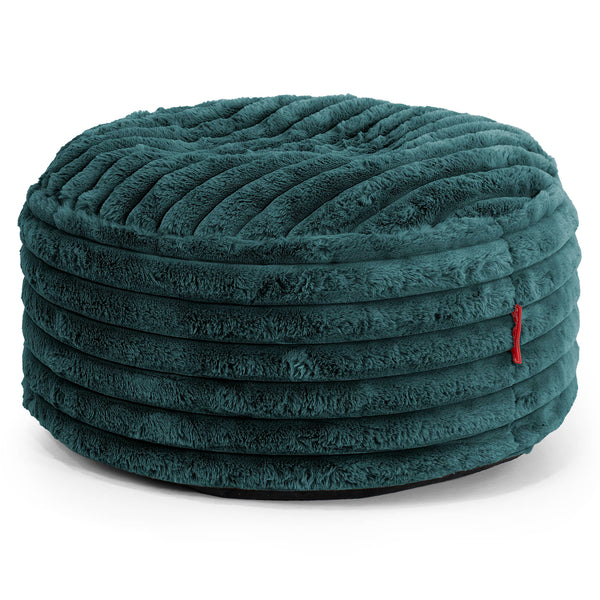 Ottoman Pouf with a Serving Tray - Ultra Plush Cord Teal 01