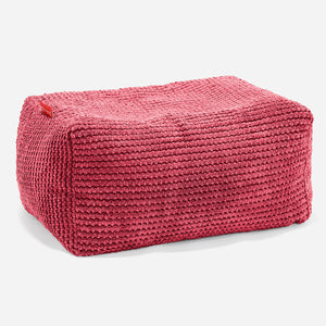 Small Footstool - Pom Pom Pastel Red